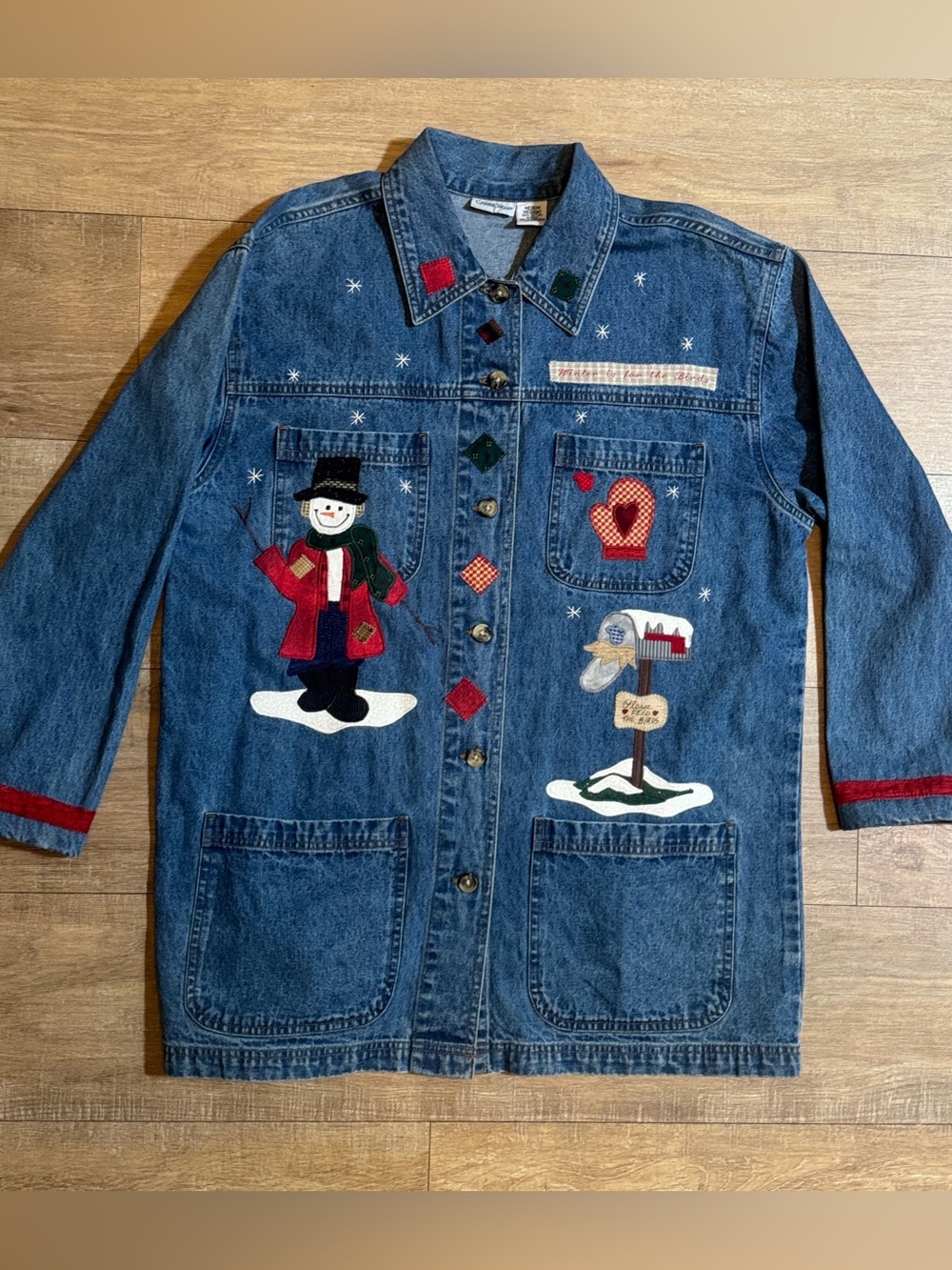 Cabin Creek Blue Denim Jacket with Holiday Appliqués